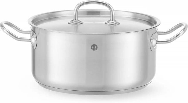 Hendi Küchenlinie niedriger Topf mit Deckel aus Edelstahl, Silber, Volumen: 49 l, Durchmesser: 24 cm, Höhe: 11 cm - Bild 1