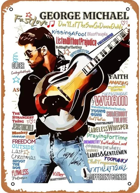 George Michael Pop Art Metallblechschild CIFBUY Wanddekoration mit Musik-Symbol, Breite: 30,48 cm, Höhe: 20,32 cm, Tiefe: 0,0 cm - Bild 1