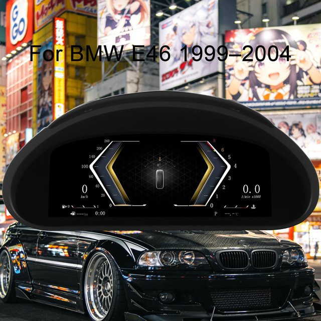 Digitales Kombiinstrument für BMW E46 1999–2004 mit kabellosem CarPlay und 10,25 Zoll HD-Bildschirm in Schwarz - Bild 1