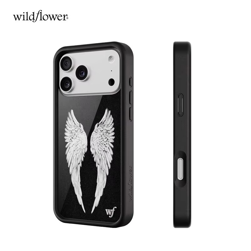 Wildflower Angel Baby Handyhülle Lucky Black Wings für iPhone 17 16 15 14 13 12 Pro Max Plus Stoßfeste Rückabdeckung Schwarz - Bild 4