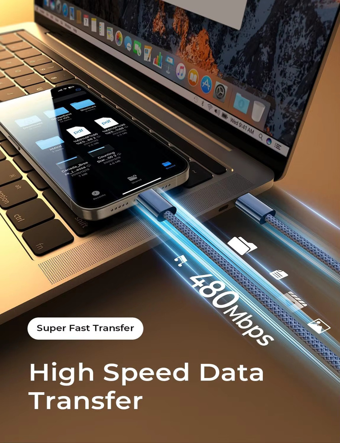 CYANMI USB C auf USB C Ladekabel mit 240W PD Schnellladefunktion für iPhone 15 Pro Max, MacBook und iPad, 5A Datenkabel - Bild 5