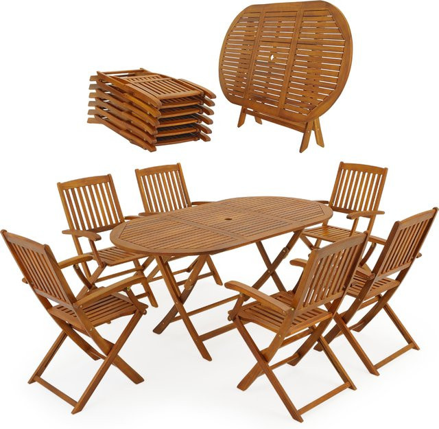 CASARIA Garten-Sitzgruppe Boston 7-teilig aus Akazienholz in Braun - Bild 1