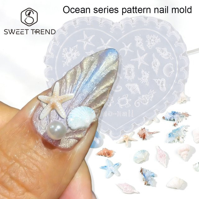 SWEET TREND MD-180 Nagelformen, 3D Silikon, Ozean-Serie, Schimmernd - Bild 1