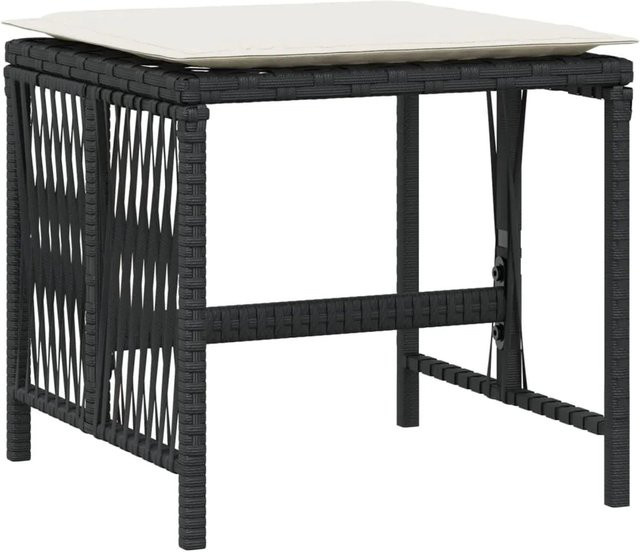 vidaXL Gartenhocker Set aus 4 Stück mit Kissen in Hellgrau aus Poly Rattan und Metall, B/T/H: 41 x 41 x 36 cm - Bild 1