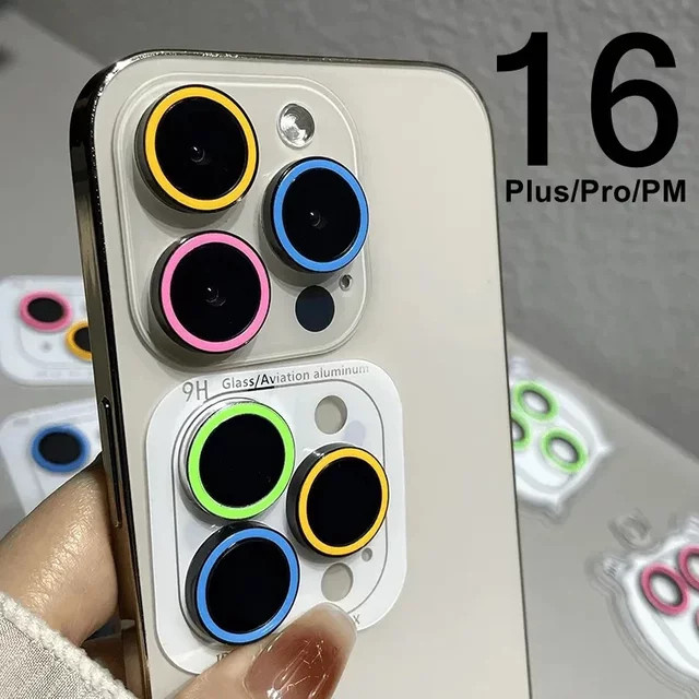 2-3 Stück Leuchtende Keramik Kameraschutz Ringe für iPhone 16 Pro Max und iPhone 16 Plus in Blau, Anti-Scratch Objektiv Schutzglas - Bild 1