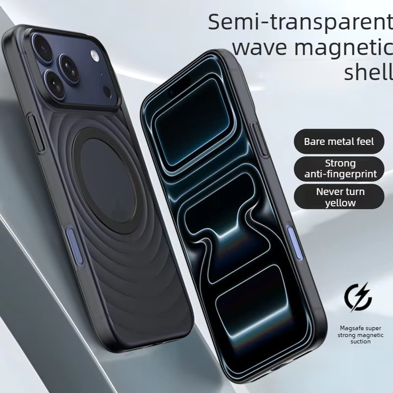 Transparente Schutzhülle mit Streifenmuster und magnetischem PP-Gehäuse für iPhone 17 und iPhone 16 Pro Max, MagSafe kompatibel, stoßfest, Farbe: Weiß - Bild 2