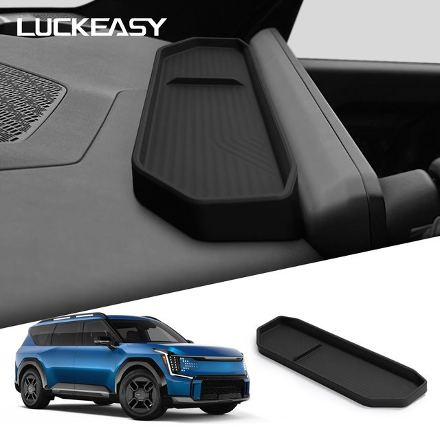 LUCKEASY Armaturenbrett-Aufbewahrungsfach für Kia EV9 2024-2025 Auto-Innenausstattung Zubehör Zentraler Bildschirm Hinteres Aufbewahrungspad in Schwarz - Bild 1