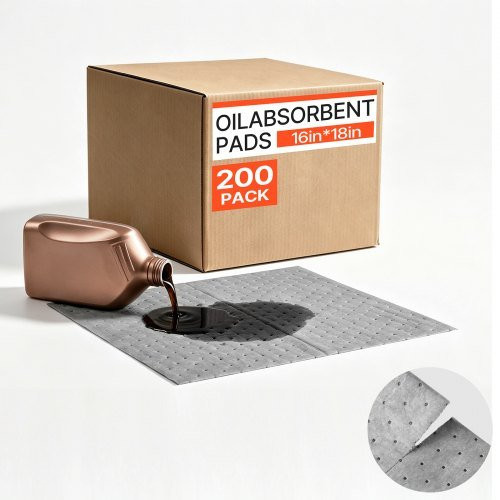 VEVOR Ölsaugtücher 200 Stück, graue Auffangmatten für Öl und Wasserbasis, 3-lagige Polypropylen-Struktur, universelle Saugmatten für Werkstatt und Labor, B: 41,0 cm x T: 46,0 cm - Bild 1