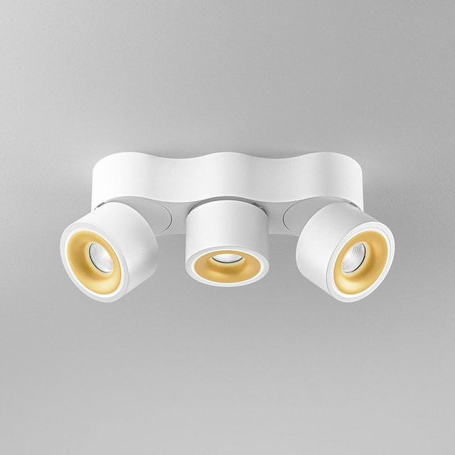 DLS Lighting Clippo S Trio LED-Wand- und Deckenstrahler in Weiß und Gold, dimmbar und verstellbar, warmweiß 2700K - Bild 1