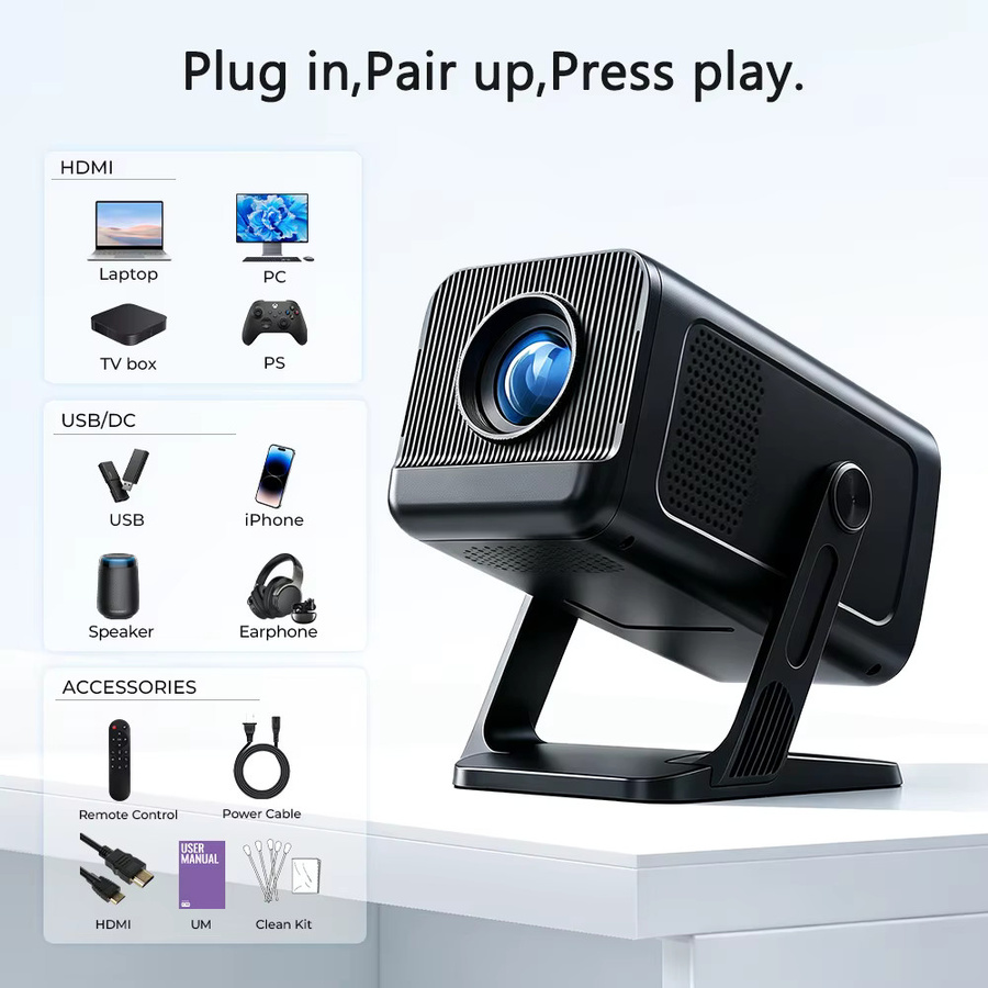 LYNCast X1AR Kompakter 4K UHD Projektor mit Kurzdistanz-Projektion, Wi-Fi 6 und Bluetooth 5.4 in Schwarz - Bild 7