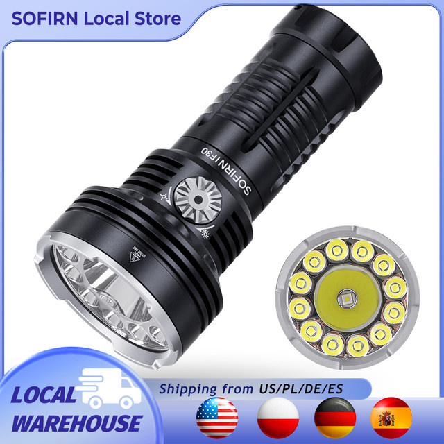 Sofirn IF30 LED-Taschenlampe mit LUMINUS SFT40, 12000 lm, Schwarz, wiederaufladbar mit USB-C und 32650 Akku - Bild 1