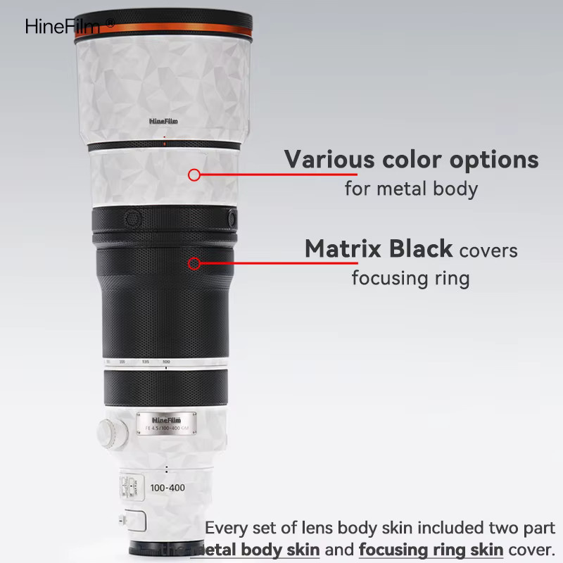 Hinefilm Objektivschutzfolie für Sony FE 100-400mm f4.5 GM Objektiv-Skin in Weiß - Bild 3