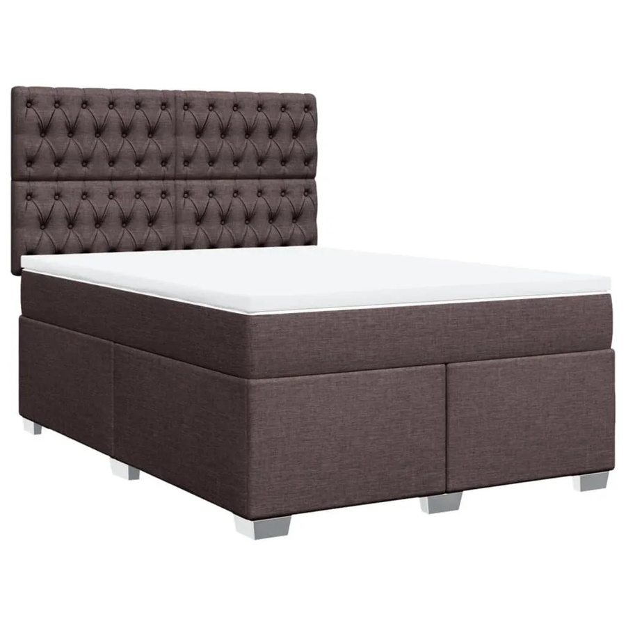 vidaXL Boxspringbett mit Matratze in Dunkelbraun, Hybridbett mit Taschenfederkern, USB-Anschluss und Unterbettbeleuchtung, B/T: 140 x 190 cm - Bild 2