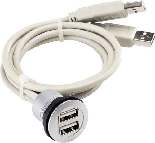 Georg Schlegel Doppel USB-Buchse twin rund in Silberfarben mit 2x USB-A Anschlüssen - Bild 1