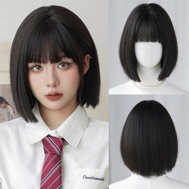 7JHH WIGS Perücke, Bob-Perücke, dunkelbraun, synthetisch, Damen - Bild 1