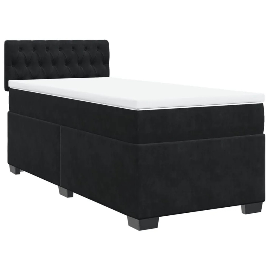 vidaXL Boxspringbett mit Matratze in Schwarz aus Samt mit USB-Anschluss und Unterbettbeleuchtung, B/T/H: 80 x 200 cm - Bild 2