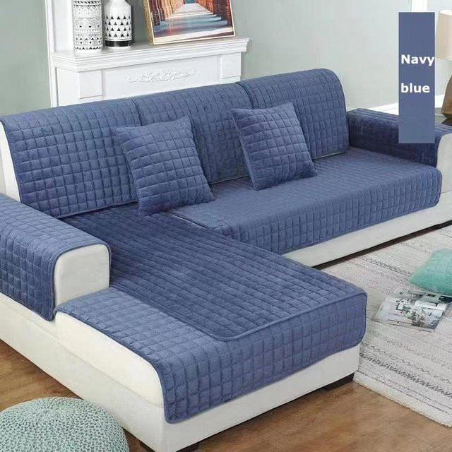 Gesteppter Sofabezug aus Samt von Your Warm Home in Blau, rutschfestes Couchtuch aus Polyester, Breite: 70 cm, Länge: 120 cm - Bild 1