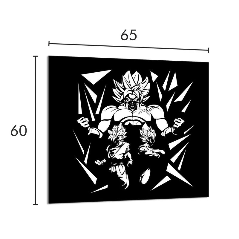 Modernes Küchen-Glaspanel mit Anime-Design in Mehrfarbig und Schwarz, B: 65 cm, H: 60 cm - Bild 2