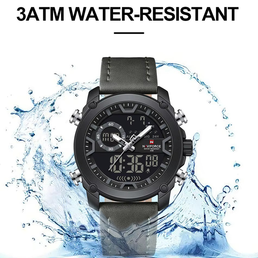 NAVIFORCE Armbanduhr, Quarz, Analog-Digital, Leder, Schwarz, Herren - Bild 3