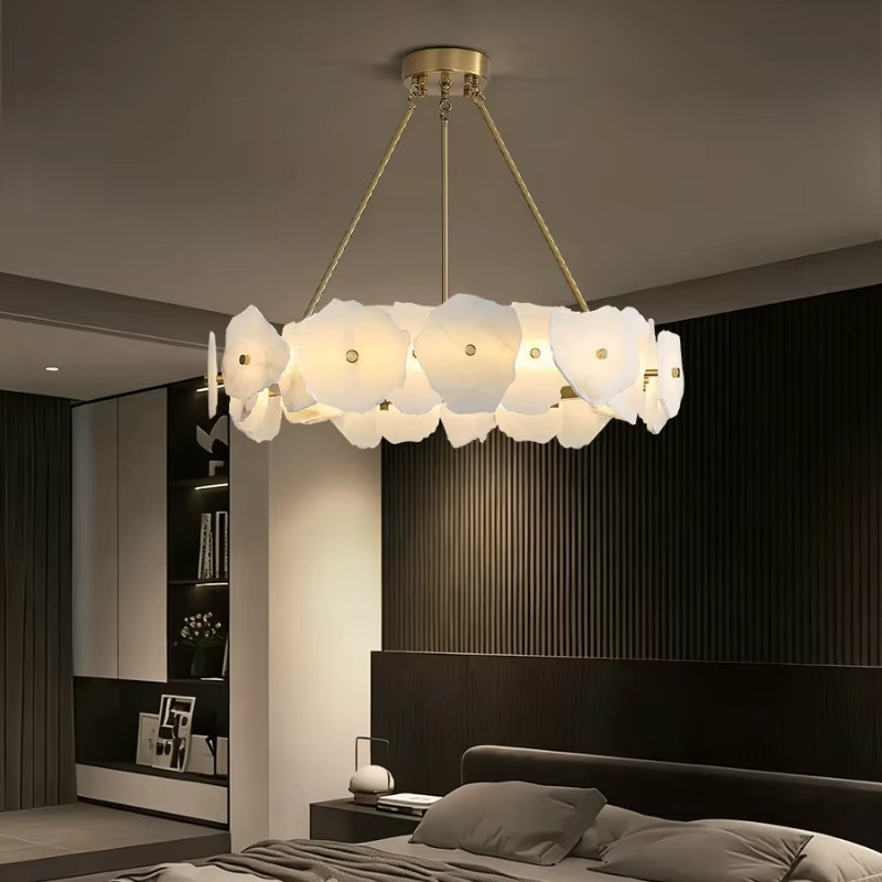 Artpad Pendelleuchte aus Naturmarmor und Metall in Weiß und Gold/Messing für Wohnzimmer, Badezimmer oder Esszimmer - Bild 5