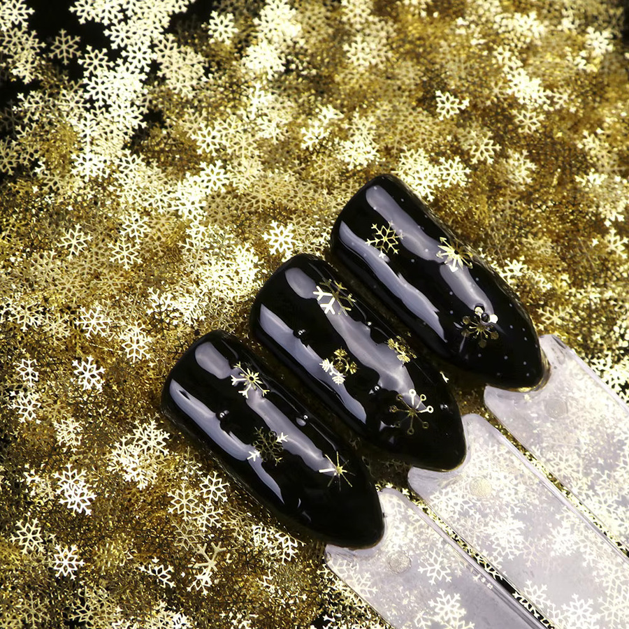 Full Beauty Nail Art Zubehör, 3D Schneeflocke, Metallic Gold - Bild 3