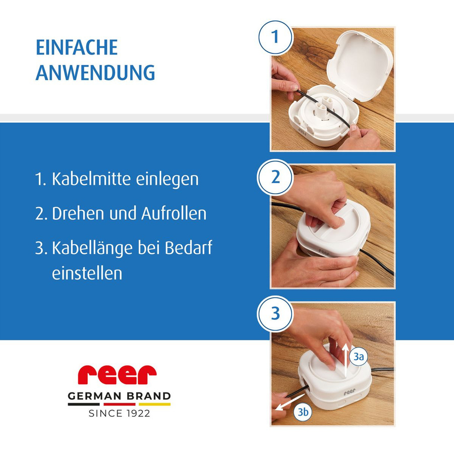 Reer Kabelaufwickler CableGuard für 1,5 m Kabel in Weiß - Bild 2