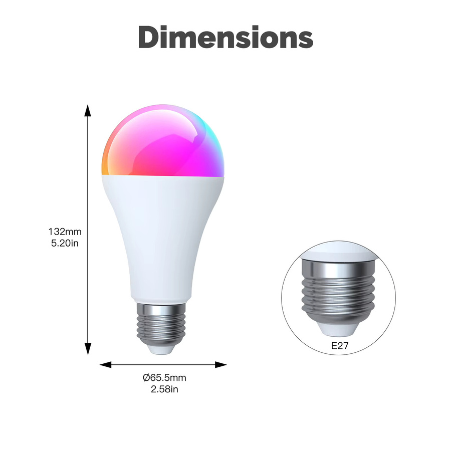 MOES Tuya Zigbee Smart LED-Glühbirne, RGBW, dimmbar, E27, 14 W, Multicolour, kompatibel mit Alexa und Google Home - Bild 4