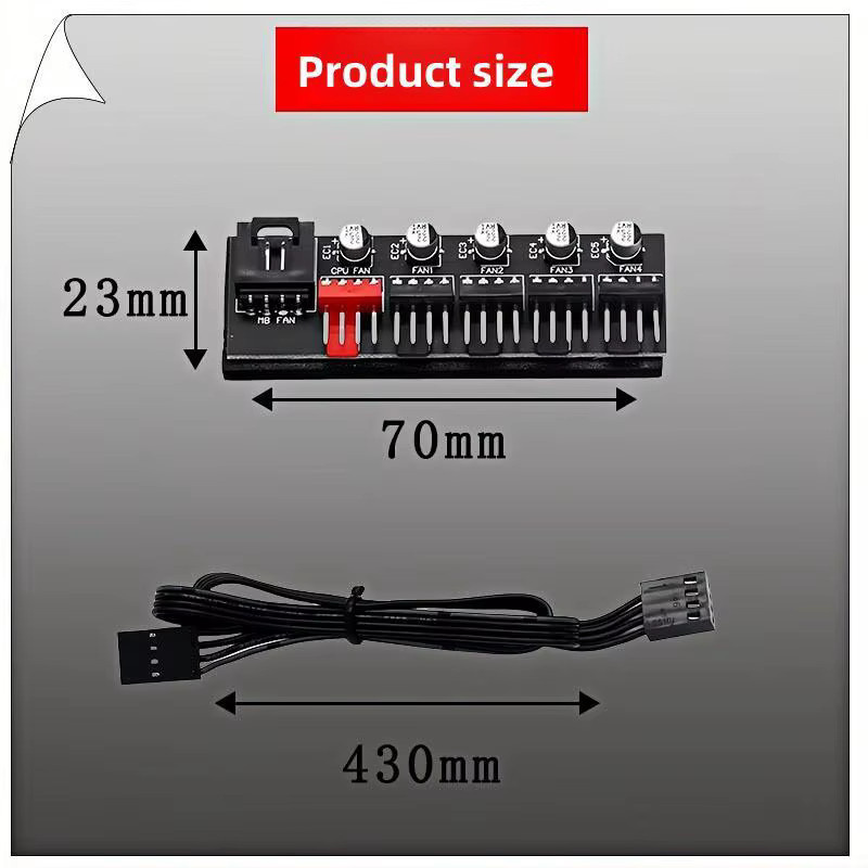 AuyiHomu 4-Pin PWM Lüfter-Hub-Splitter für 1 bis 5 Lüfter in Schwarz - Bild 2