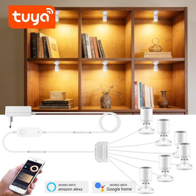 Lcamaw Intelligenter Tuya WiFi LED-Strahler 3W Unterbauleuchte aus Aluminium, Dimmbare Deckenlampe in Weiß für Küche und Möbel, Unterstützt Alexa und Google Sprachassistent, 12V - Bild 1