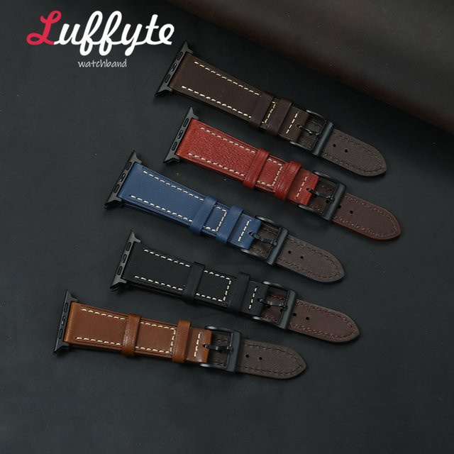 luffyte Uhrenarmband Leder, Schwarz, Herren - Bild 1