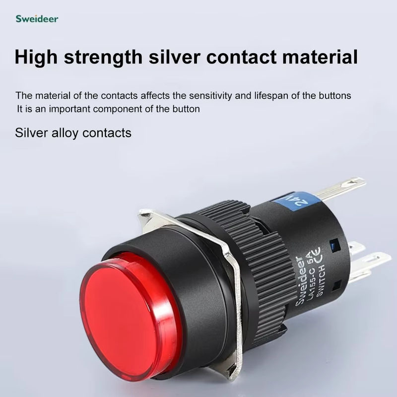 LED beleuchteter Druckknopfschalter Sweideer 16 mm weiß, 220V, momentan oder selbsthemmend verfügbar - Bild 4