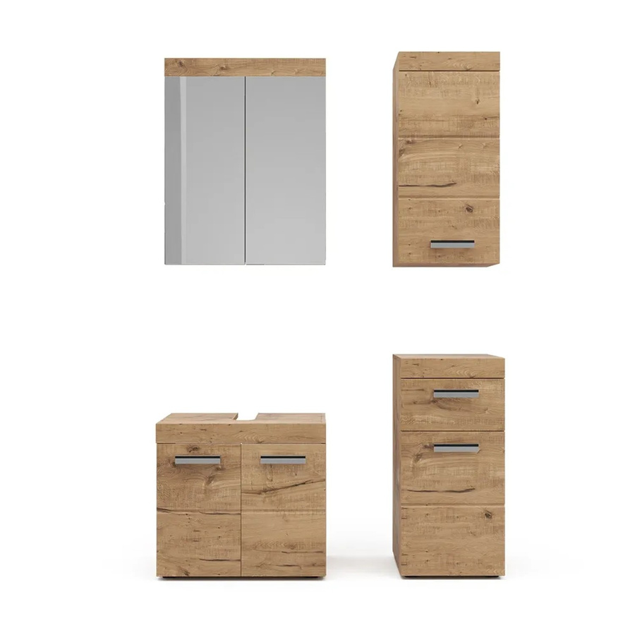 Vicco Badmöbel Set Luna Eiche Braun mit Spiegelschrank, Midischrank und Hängeschrank - Bild 3