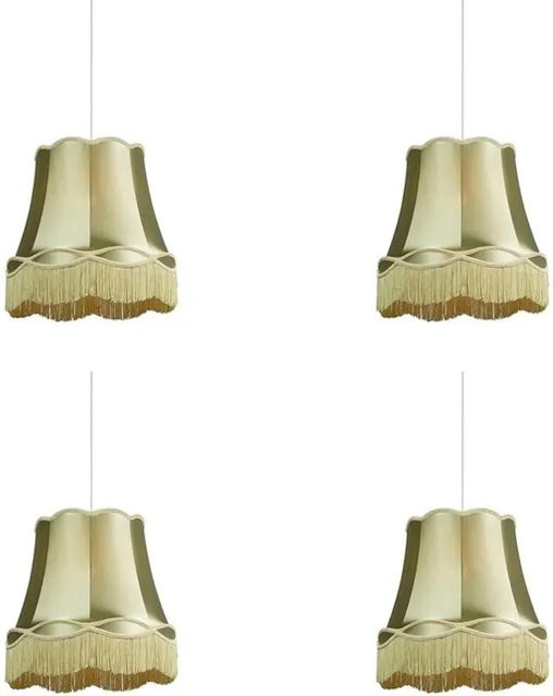 QAZQA Set mit 4 Retro Hängelampen aus Stoff in Grün, dimmbar, Höhe: 45 cm - Bild 1