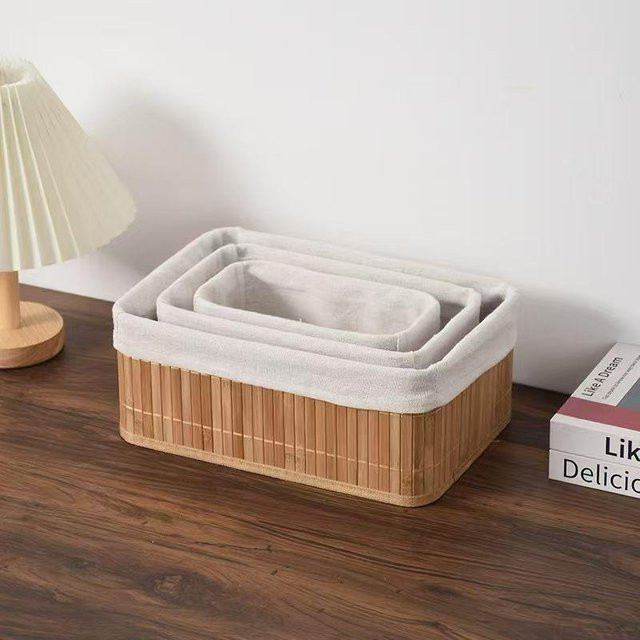 HomeHarmony Faltbarer staubdichter Wäschekorb aus Bambus mit Deckel in Beige - Bild 1