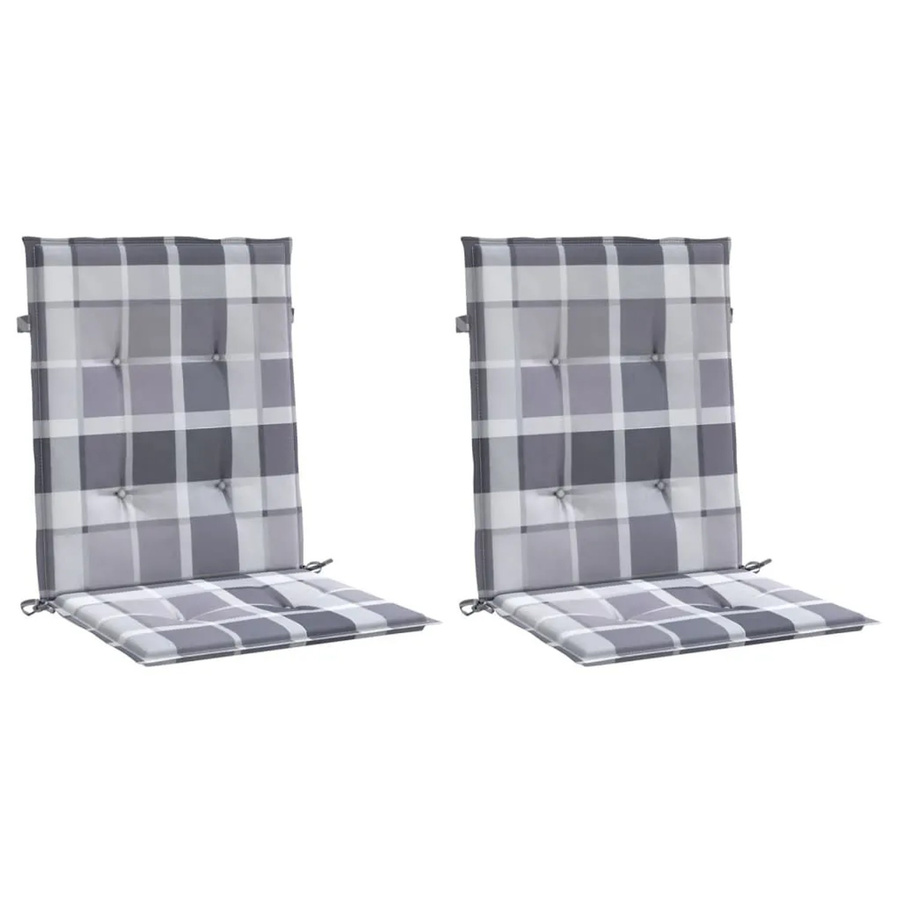 vidaXL Gartenstuhlauflagen für Niedriglehner, 2er-Set, Grau Kariert, B/B/H: 100 x 50 x 3 cm, wasserabweisendes Oxford-Gewebe - Bild 2