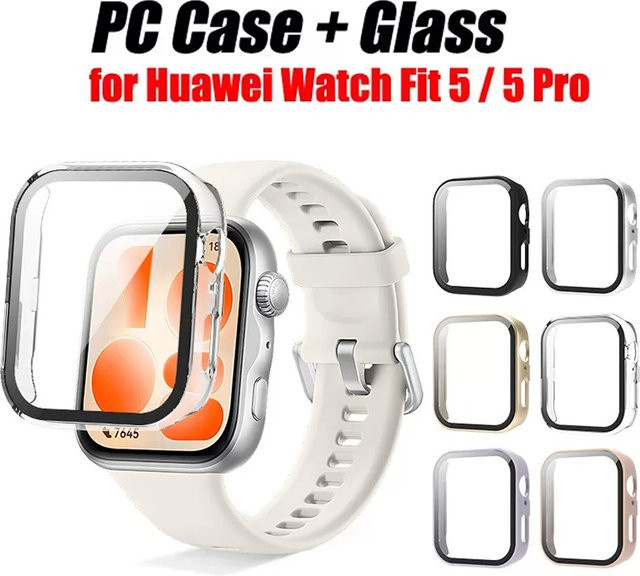 Huawei Watch Fit 5 Pro Zubehör, PC-Hülle, Gehärtetes Glas, Schwarz - Bild 1