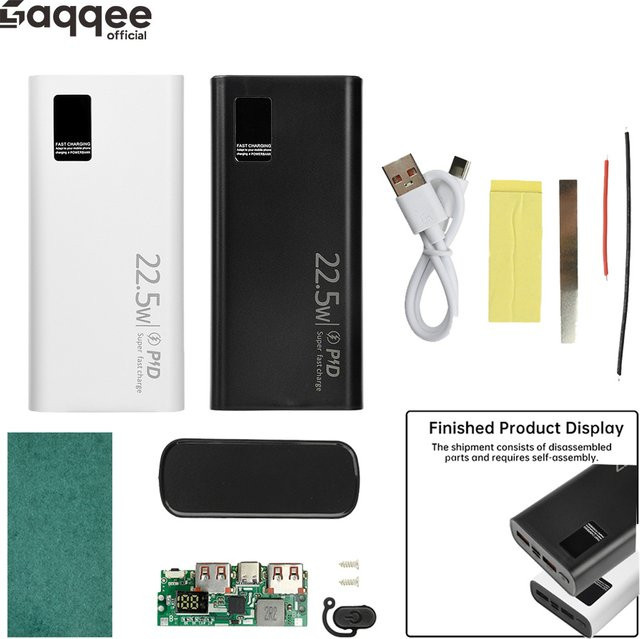 Gaqqee Powerbank DIY-Kit 20000mAh mit 22,5W Schnellladung Akkubox Gehäuse Schwarz/Weiß - Bild 1