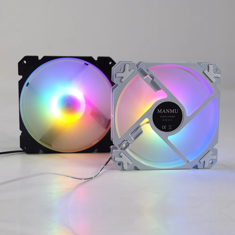 MANMU 12V Computer-Gehäuselüfter 120mm mit RGB-Regenbogenfarben für Gaming-Kühlung - Bild 4
