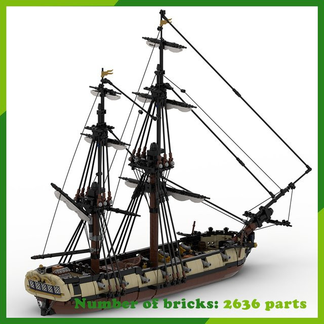 MOCBUILDING MOC Bausteine Schiff Set mit 2636 Teilen, Kreatives DIY Modell eines Kriegsschiffs in Multicolour - Bild 1