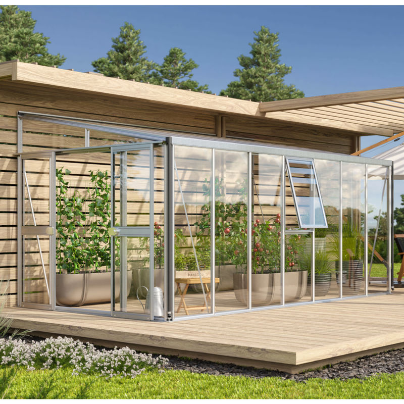 Vitavia Anlehn-Gewächshaus Athena 11900 aus eloxiertem Aluminium mit Polycarbonat-Verglasung und Pultdach, 11,9 m² - Bild 3