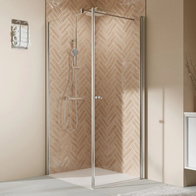 Breuer Elana 2.0 Seitenwand Links mit Drehtür aus Sicherheitsglas in Silber und Transparent, Breite: 90 cm, Höhe: 200 cm - Bild 1