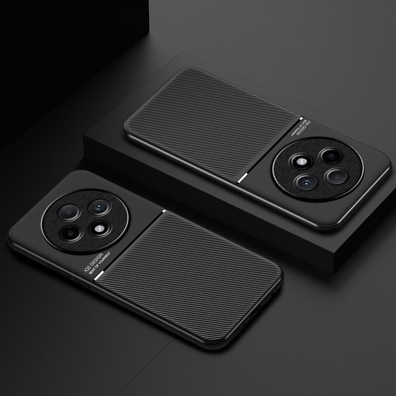 Strukturierte magnetische Vier-Ecken-Vollabdeckung Handyhülle für OPPO Reno 12F 5G in Schwarz - Bild 2