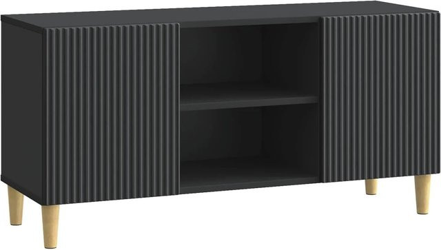 vidaXL TV-Schrank in Schwarz mit Vintage-Design aus Holzwerkstoff, B/T/H: 102 x 34,5 x 50 cm - Bild 1