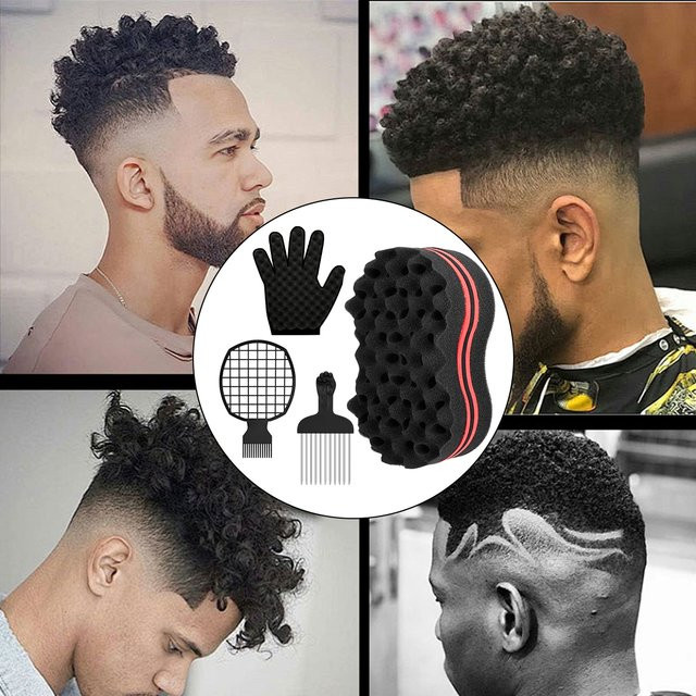 4er Set Twist Haar Schwämme, Barber Haar Pinsel für Afro Curls, Unisex - Bild 1