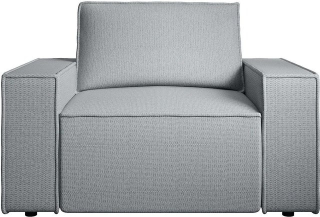 Vente-unique Sessel Amelia mit gerader Rückenlehne und Armlehnen in Grau, Breite: 120 cm - Bild 1