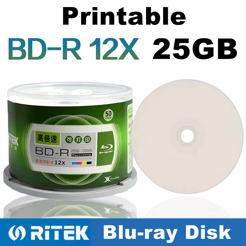 Ritek BD-R Blu-ray Blankoscheiben 25GB bedruckbar 1-12X 130 Min 50 Stück pro Box - Bild 2