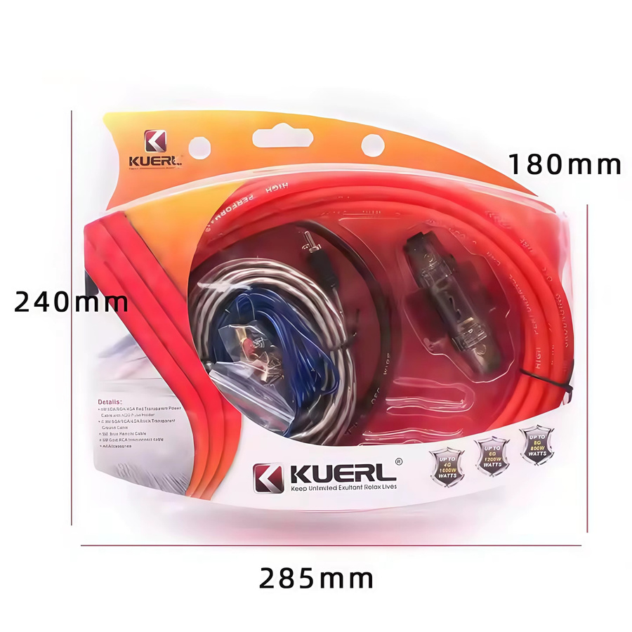 UKGF Auto-Audio-Verstärkerkabel Set mit 60 AMP Sicherung aus kupferkaschiertem Aluminium für universelle Verstärker und Subwoofer - Bild 1