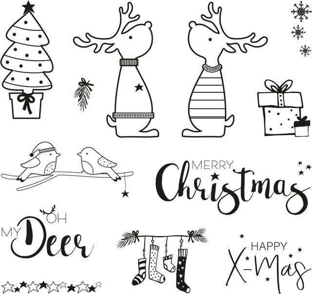 Rayher Clear Stamps Rentierfreunde aus transparentem Silikon für Advent und Weihnachten - Bild 1