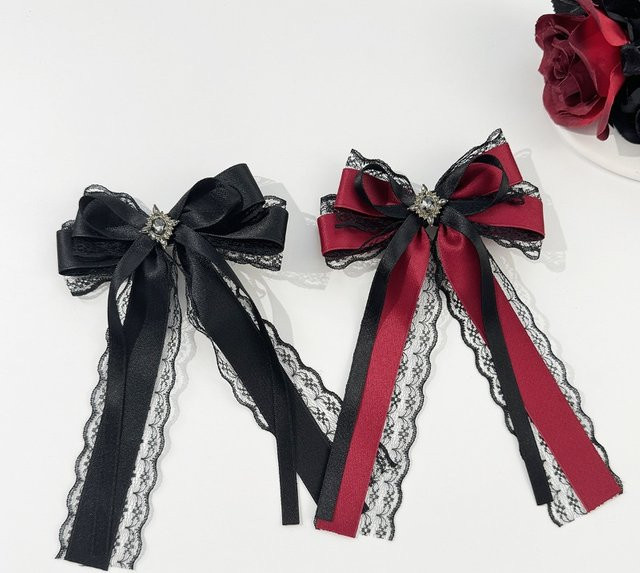 Haar Clip, Dunkle Spitze, Bogen, Rot, Schwarz, Kreuz, Schmetterling - Bild 1