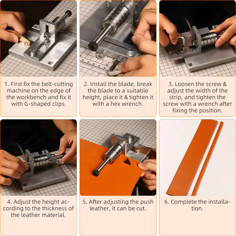QJH DIY-Lederschneidemaschine in Silber aus Metall für Lederhandwerk und die Herstellung von Lederstreifen sowie Gürtelriemen - Bild 3